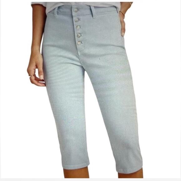 Anthropologie Pilcro Pedal Pushers‎ Pant Short Light Blue Color- Size 26 - Picture 1 of 12